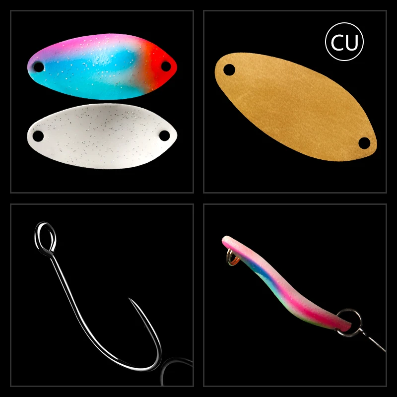 LETOYO 2,5g 3,5g 5g capa de natación completa señuelo cuchara luminoso UV Spinner cebo pintura de doble cara cuchara de cobre señuelo de pesca - imagen 3