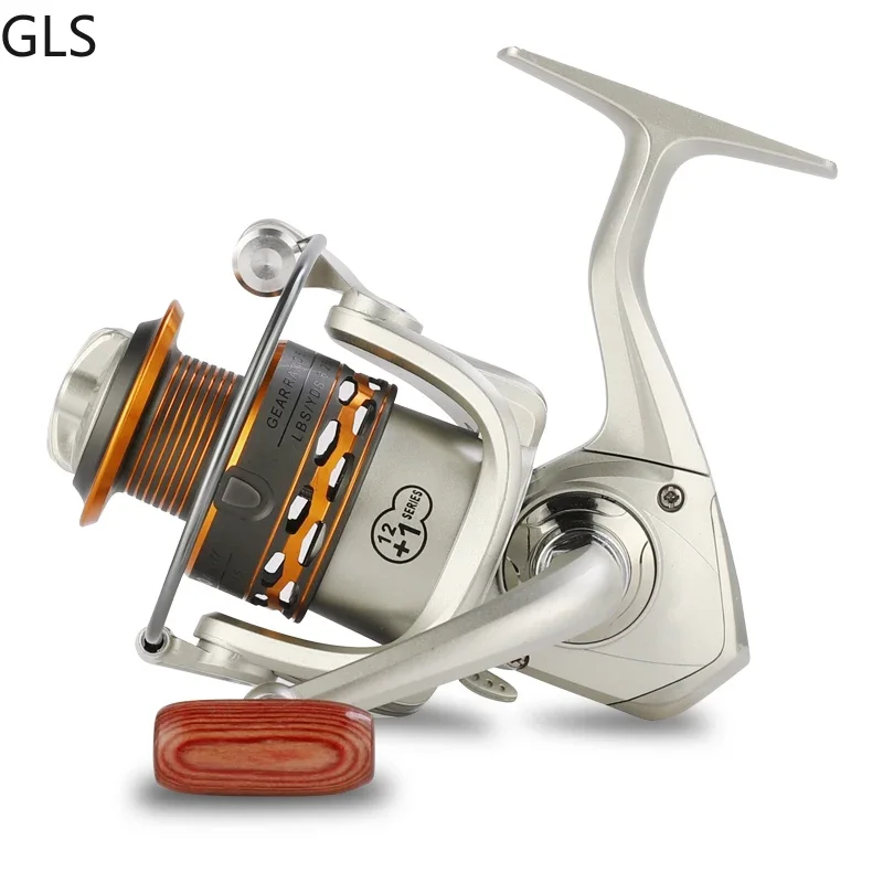Carrete de pesca giratorio 12 + 1BB carrete de pesca giratorio con carrete de repuesto de Metal 5,2: 1 carrete de fundición de carpa de agua salada/dulce - imagen 5