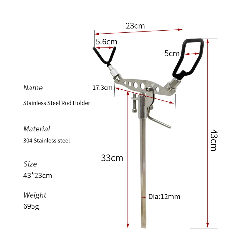 Nuevo soporte para caña de pescar en roca, soporte para caña de pescar en roca de mar con ajuste multiángulo recubierto de goma de acero inoxidable 304 de alta resistencia - imagen 5