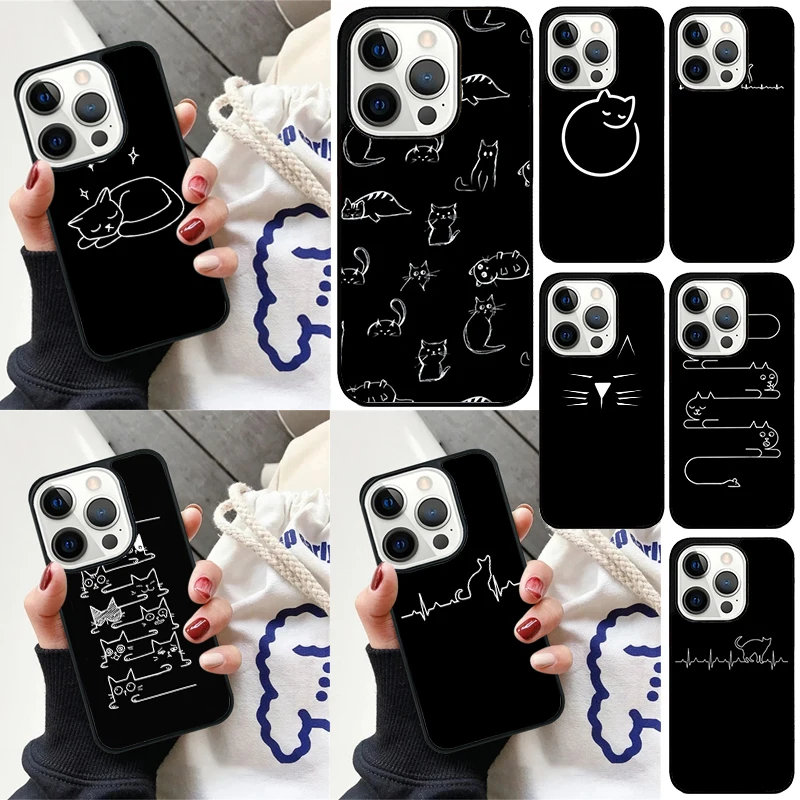 Funda iPhone diseño minimalista de gato – Línea artística