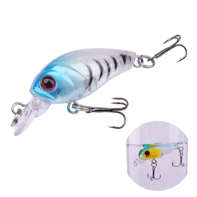 1Pc manivela Mini señuelo de Pesca duro 45mm 4g fregadero lento Wobblers Crankbait para Lucio Peche flotante Swimbait Pesca aparejos de Pesca - imagen 5