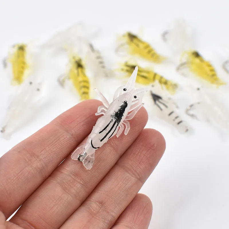Señuelos de pesca de camarones suaves realistas, cebo Artificial con anzuelos afilados para agua dulce y salada, 1,4G/4CM, 15 Uds. - imagen 3