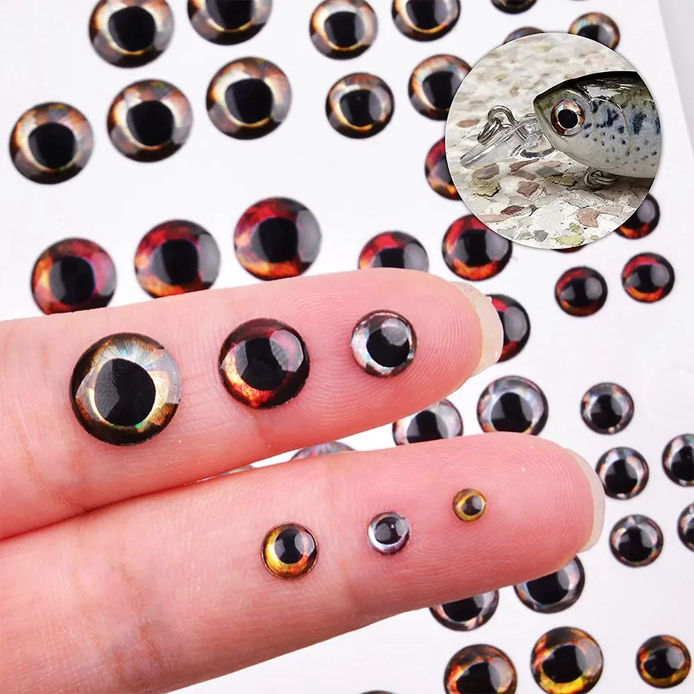 216 uds/200 Uds 4D ojos de señuelo de pesca ojos de pez artificiales para hacer cebo de pesca atado de moscas realista accesorios de pesca de ojos falsos - imagen 4