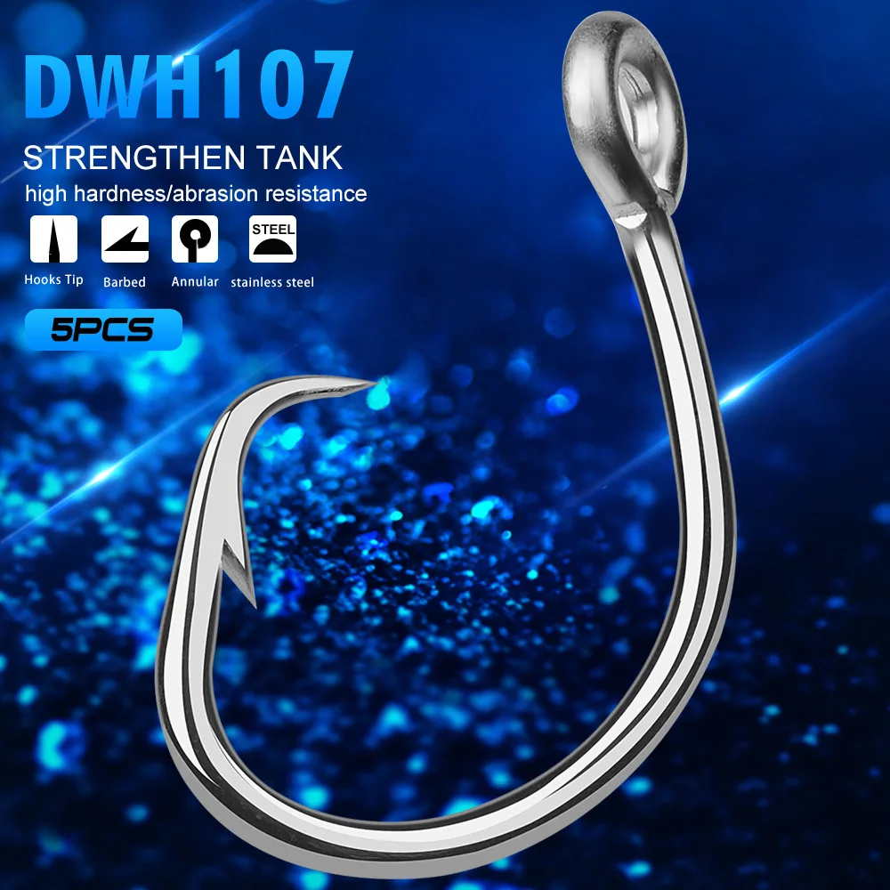 20 piezas anzuelo de pesca de agua salada DWH107 gancho circular 13/0 # -16/0 #   Modelo de anzuelo de acero inoxidable - imagen 2