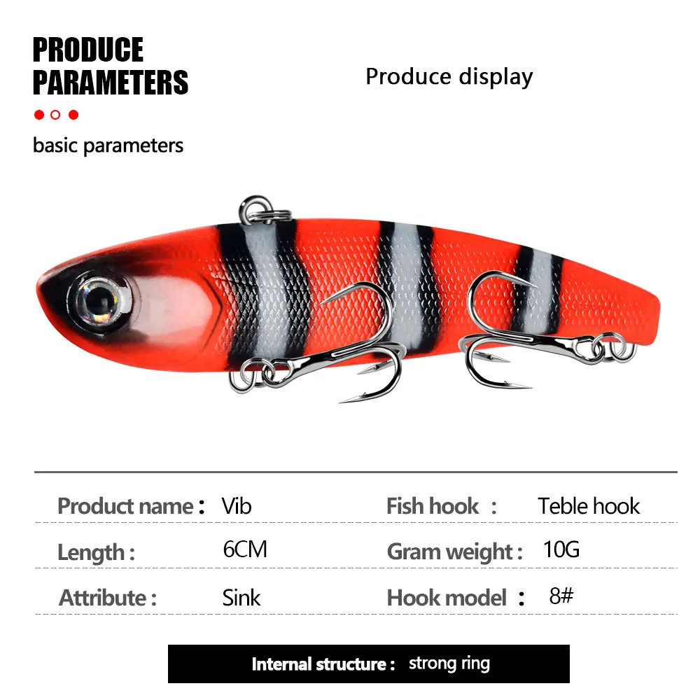 Señuelo de pesca con vibración que se hunde, cebo duro Artificial, VIB, pesca en hielo, aparejo de Lucio, Isca Pech, 6cm, 10g, 1 ud. - imagen 5