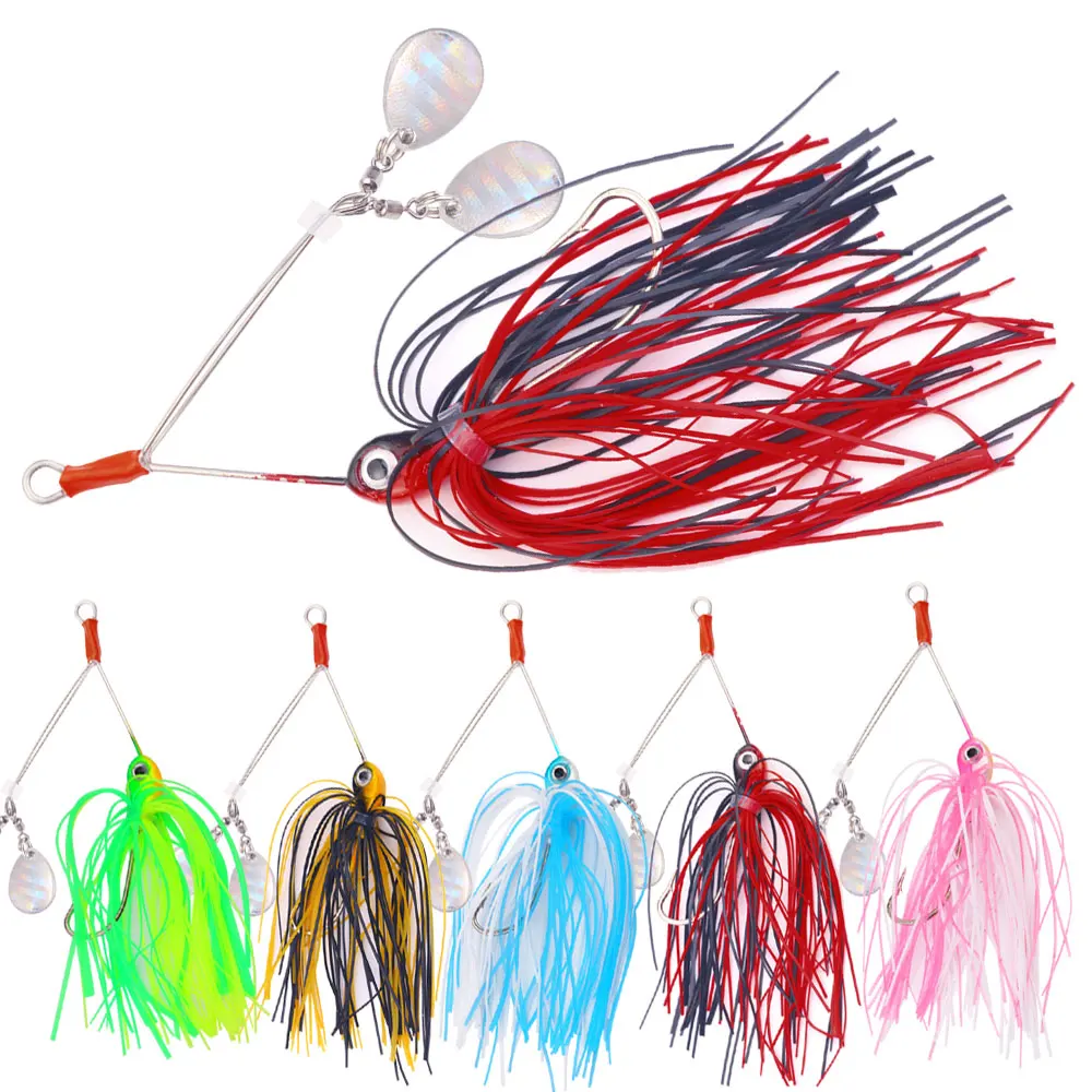 1 unidad de 8cm 11,1g Spinnerbait de pesca, cuchara de lentejuelas de doble hoja, Wobblers, señuelo de pesca, aparejos de pesca para cebos de lubina - imagen 2