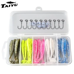 TAIYU Kit Señuelos Vinilo Cola en T con Jig Heads – Cebo artificial