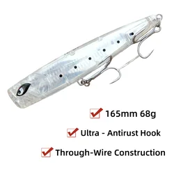 NOEBY-señuelo de pesca flotante Popper, 165mm, 68g, con gancho antioxidante, construcción de alambre pasante para atún GT Sea