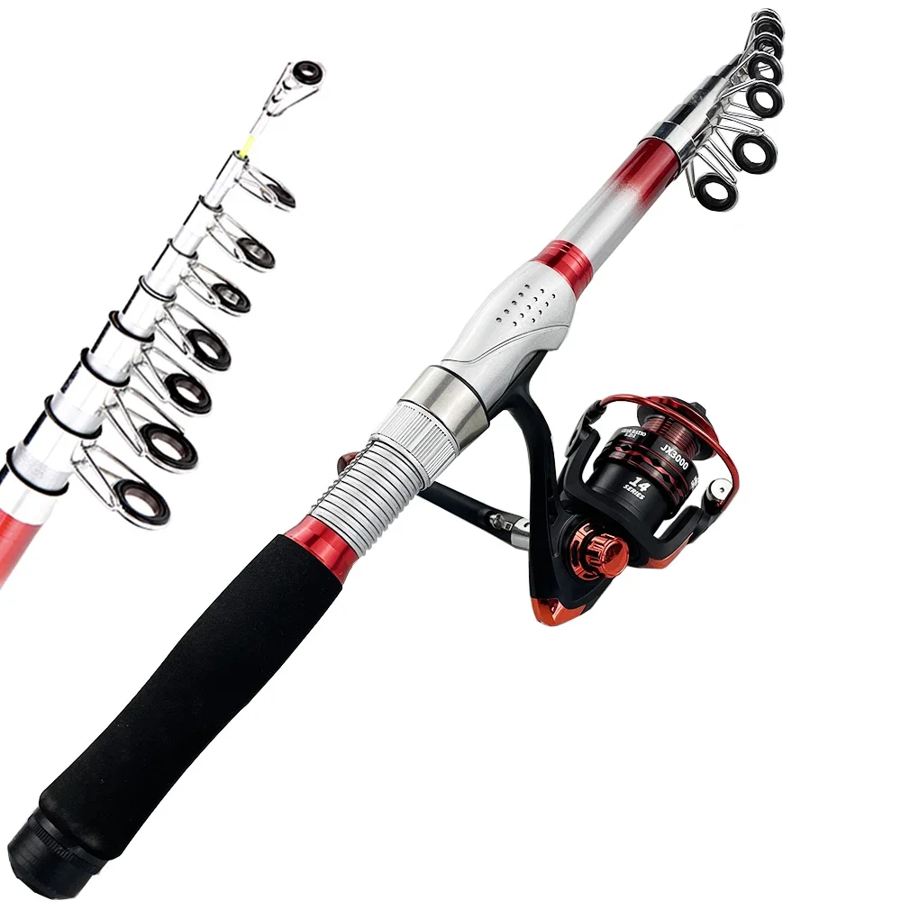 Experimente la emoción de la pesca con esta versátil y liviana Combo de caña de pesca y carrete