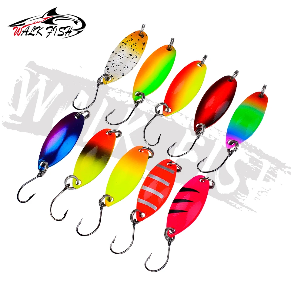 WALK FISH-señuelo de pesca de doble Color, 1 piezas, 2,15g, 3,3g, cuchara de Metal, trucha, lubina, cebo duro, Artificial - imagen 5