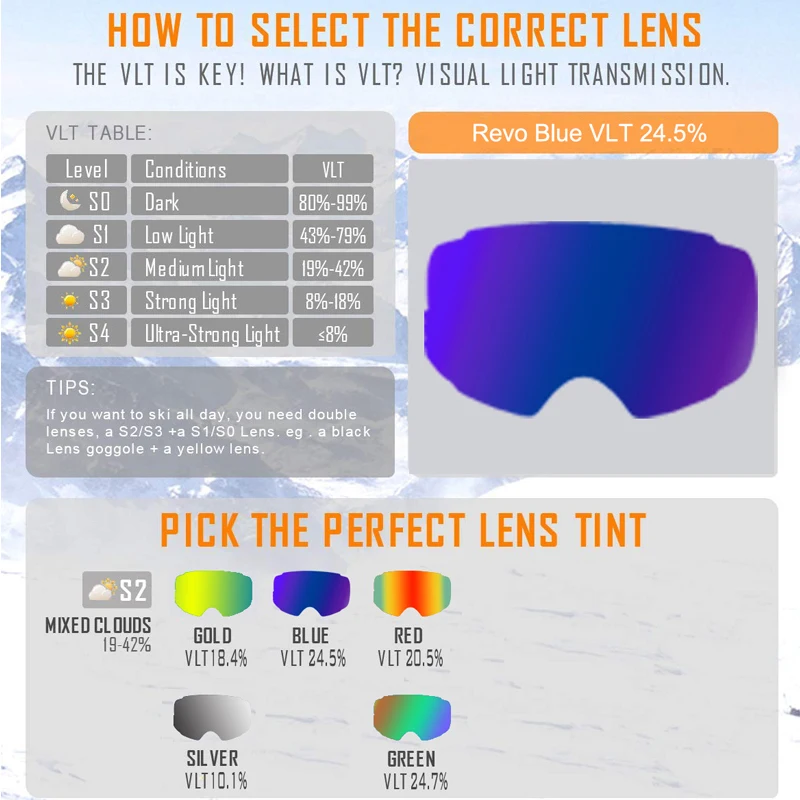 Mosodo-Gafas de esquí magnéticas para hombre y mujer, lentes esféricas grandes para Snowboard, antivaho, esquí, nieve, Invierno - imagen 5