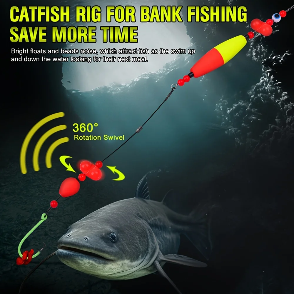 Equipos de pesca Catfish 3PCS con 6/0 # 8/0 # 10/0 # Anzuelos circulares de acero inoxidable y espuma, ideales para juegos de pesca de bagre - imagen 4