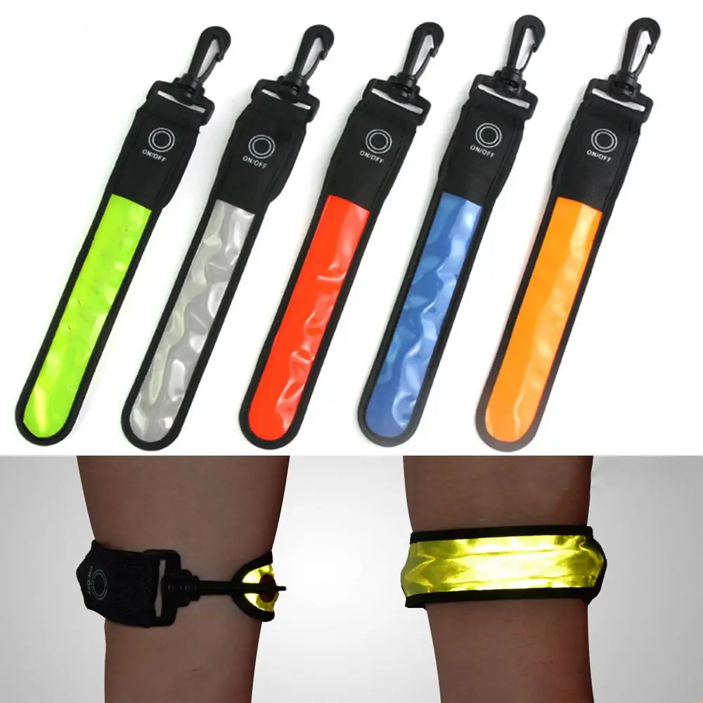 Accesorios para correr de noche, soporte para muñeca, cinturón para brazo, mochila, luces colgantes, luz LED reflectante, brazalete luminoso