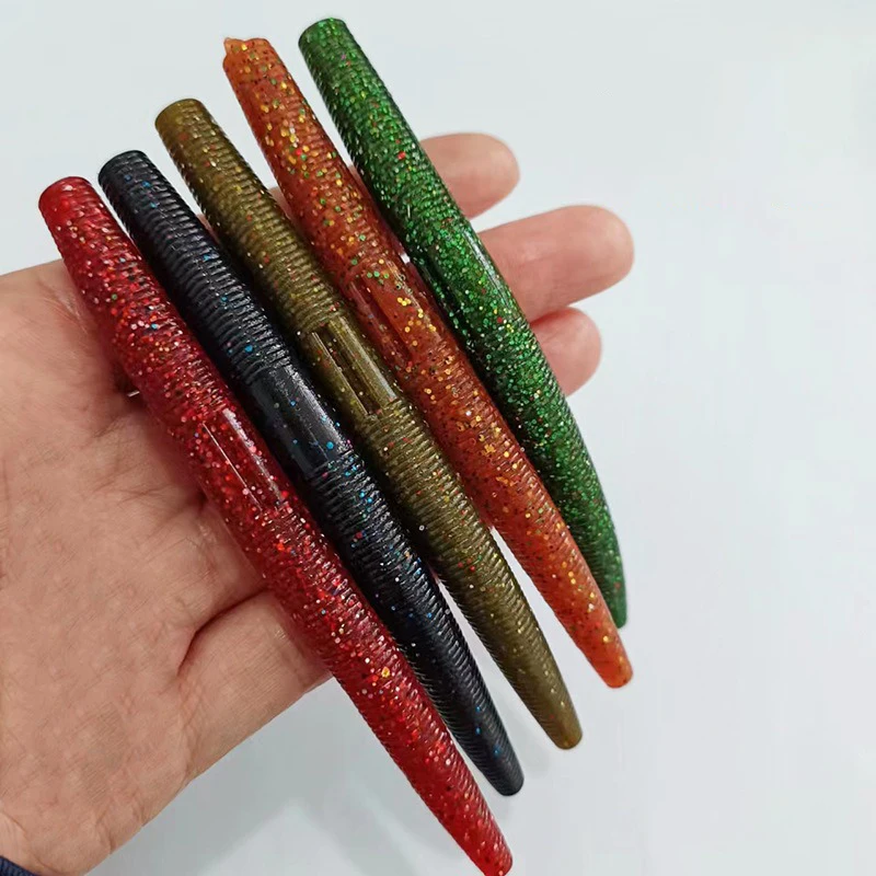 10 Uds. De cebo suave de gusano de 10cm y 14cm, olor a sal de lombriz, infusión de residuos realistas, señuelo de gusano de fideos suaves de alta elasticidad duradero