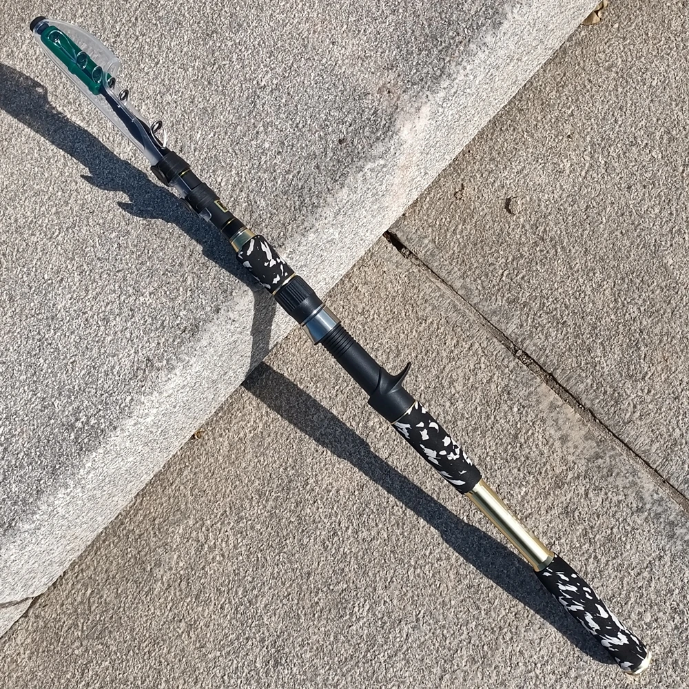Varilla telescópica fuerte de carbono H con cabeza de serpiente, acción rápida, giratoria, 2,4 m, 2,7 m, portátil, para viaje, agua de mar, pike, bass, fundición, barco - imagen 4