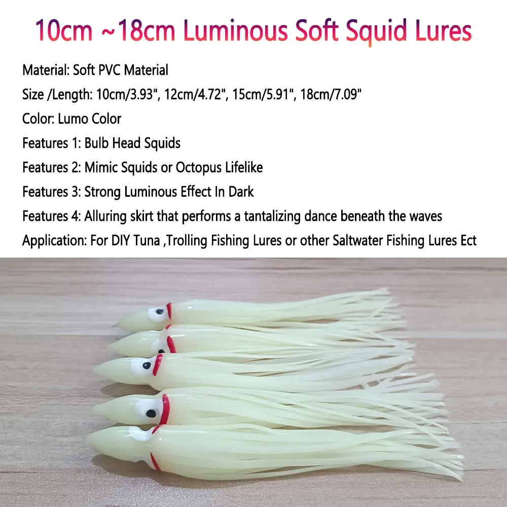 Cebos de pesca de agua salada, señuelo grande y suave de 10 piezas, 12cm / 15cm / 18cm - imagen 3