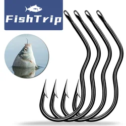 FishTrip-anzuelo de pesca con tapa automática, anzuelo de púas de acero rico en carbono para pesca de carpa lubina, accesorios de aparejos de agua dulce