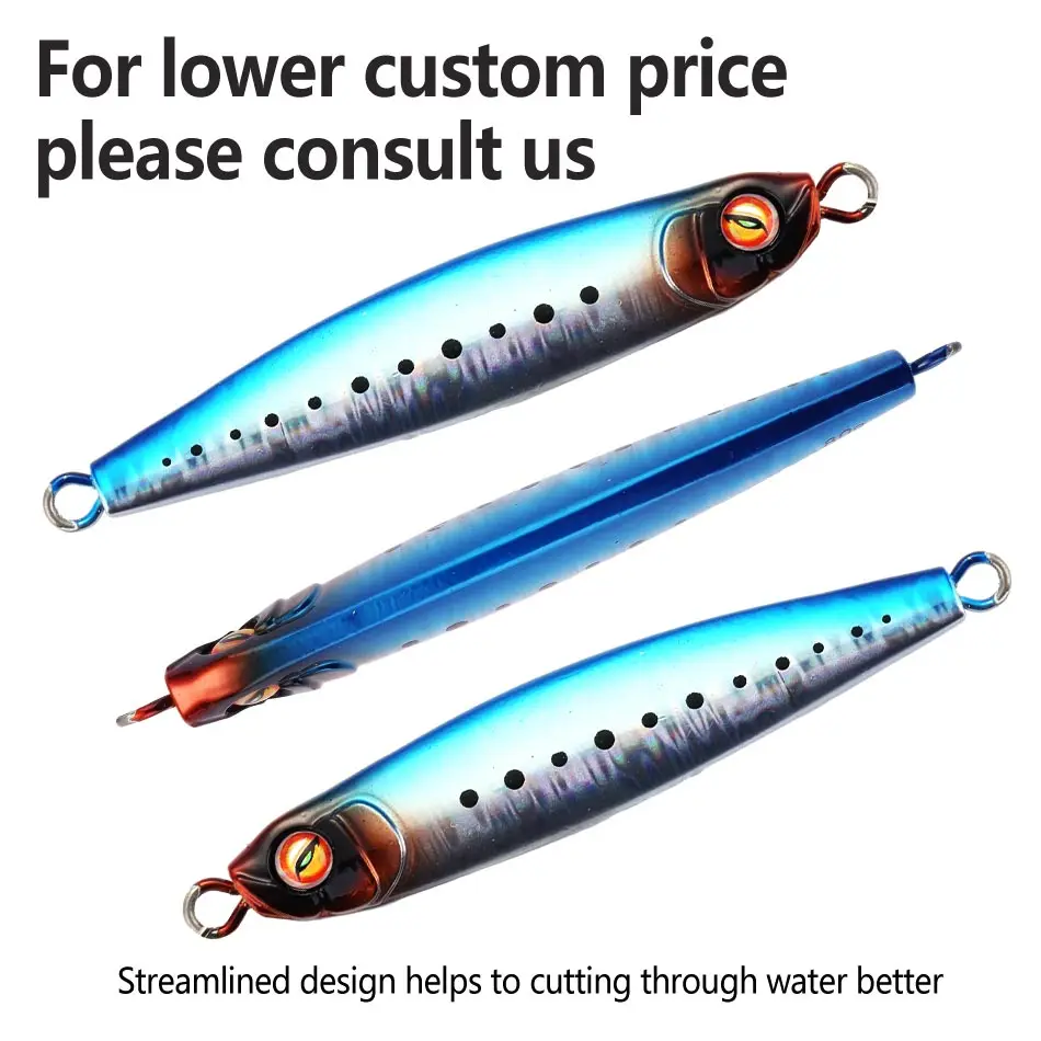 MOOKZZ-señuelo de pesca Jigging de Metal, aparejo de cebo Artificial, Jigging de fundición a tierra, Jigging de lubina, 40G, 60G, 80G - imagen 2