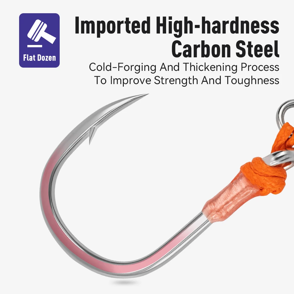 Kingdom 4 unids/caja GT pesca en el mar gancho individual 3/0 4/0 5/0 6/0 anzuelos de acero al carbono de alta resistencia anzuelo de púas para pesca en el mar - imagen 5