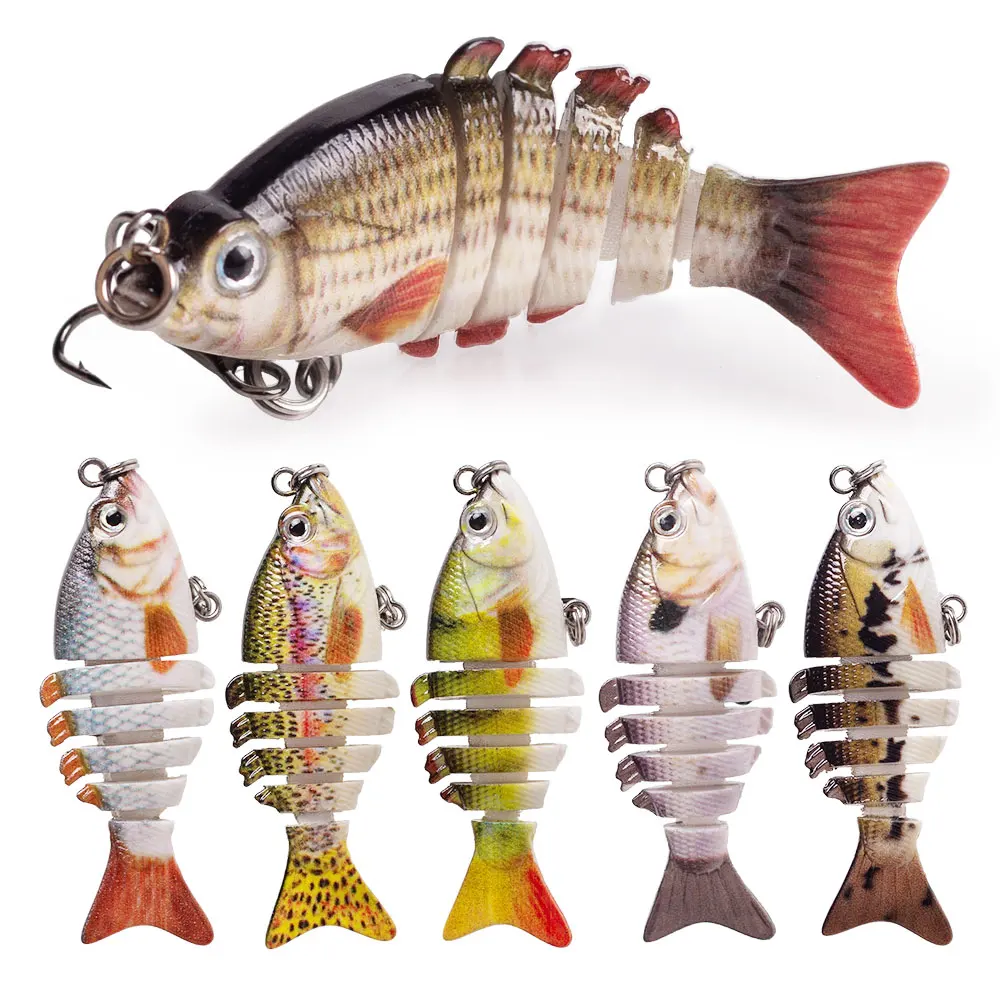 Señuelos de pesca Hanlin, juego de 5cm, 2,5g, Mini Swimbait multiarticulado, 6 segmentos, cebo Flexible, Swimbait biónico, Crankbait, aparejos de lubina - imagen 4