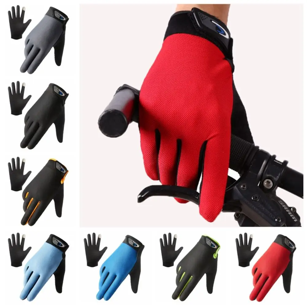 Cómodos guantes de ciclismo con dedos completos pantalla táctil guantes de seda de hielo con dedos completos guantes finos de pesca con protección solar para hombre