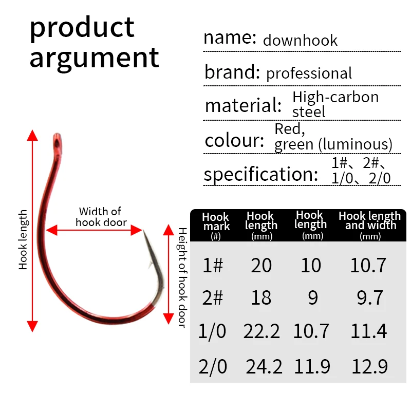 ZYZ-anzuelos de pesca de tiro caído, accesorios de pesca, señuelo suave, acero de alto carbono, manivela luminosa, púas, 10 unids/lote por bolsa - imagen 3