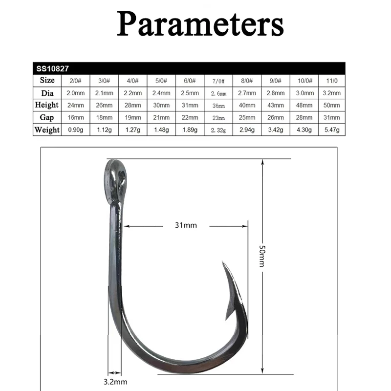 AS 20 piezas-anzuelos de acero inoxidable de alta resistencia, señuelo de asistencia de pesca, Jigging rápido lento, aparejos de gancho de púas de carbono, 6X - imagen 3