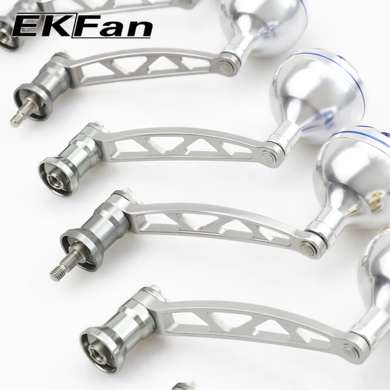 EKfan CNC proceso 83MM de longitud aleación de aluminio SHI & DAI mango de carrete de pesca giratorio piezas de perilla plateada - imagen 4
