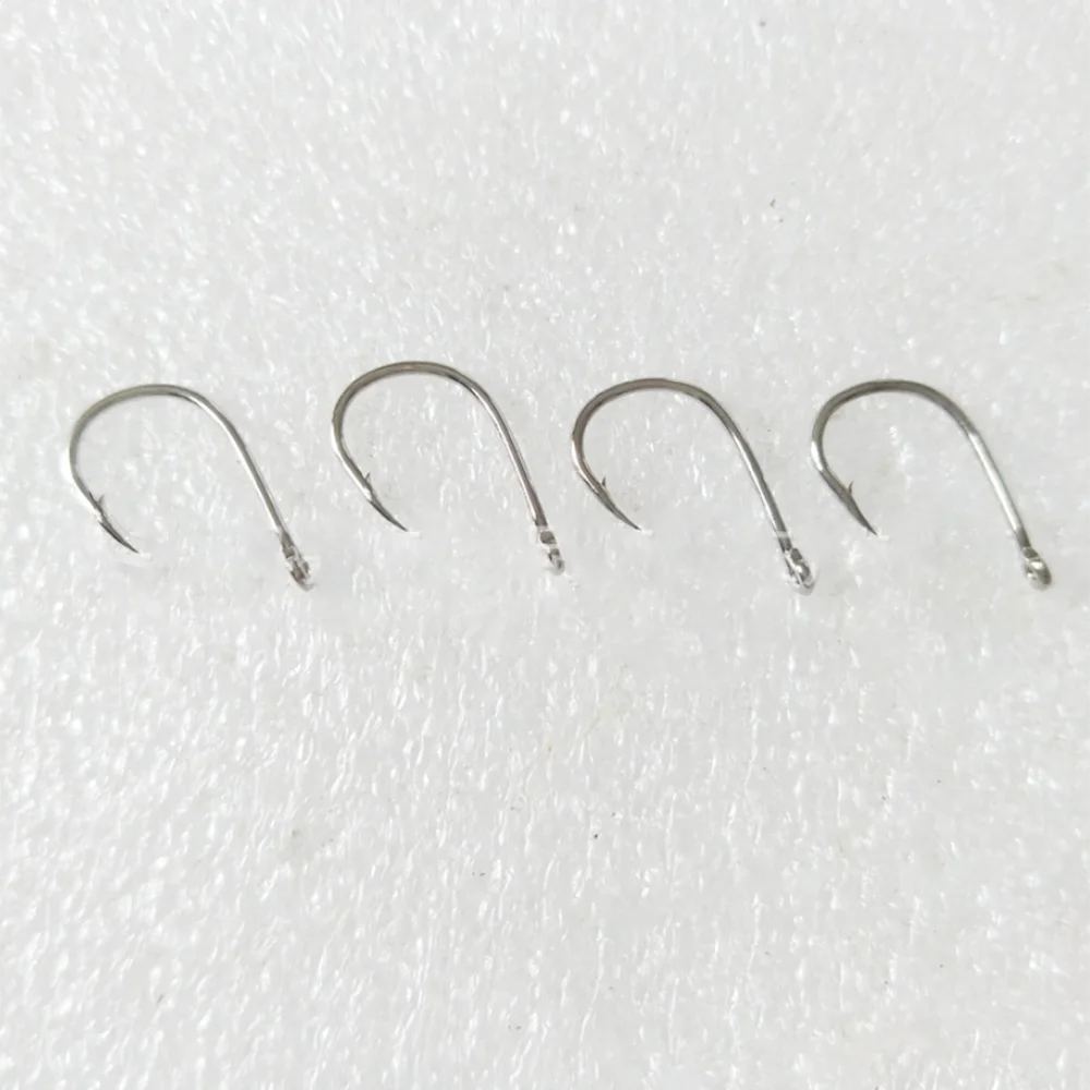 Anzuelos de pesca con púas de acero al carbono, juego de anzuelos de pesca con círculo, sin ojos, accesorios para alimentador de mar, 200 piezas, #13-15 # - imagen 3