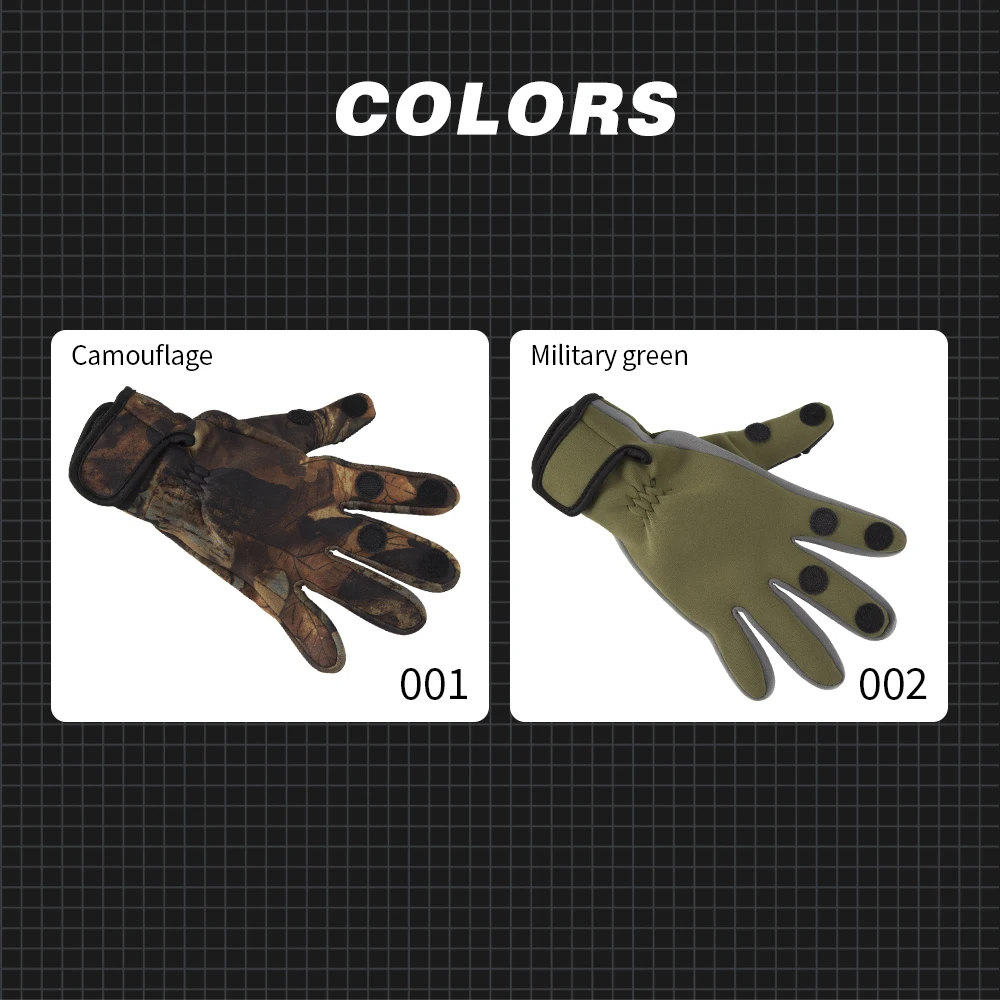Guantes de Pesca de dos dedos de neopreno PU cuero transpirable cálido Pesca Fitness accesorios de Pesca de carpa guantes de Pesca de invierno - imagen 5