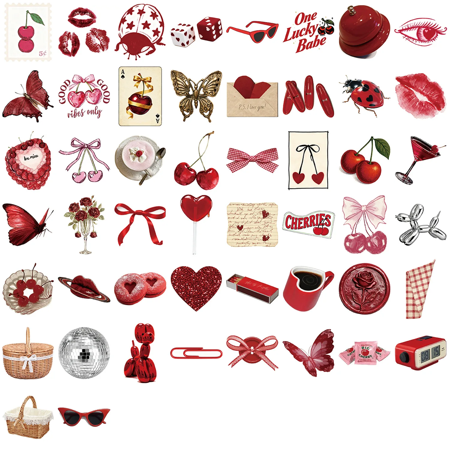 Pegatinas retro cereza impermeables para móvil, guitarra y portátil - imagen 3