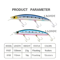 Minnow flotante para lubina – 110mm 19g agua salada
