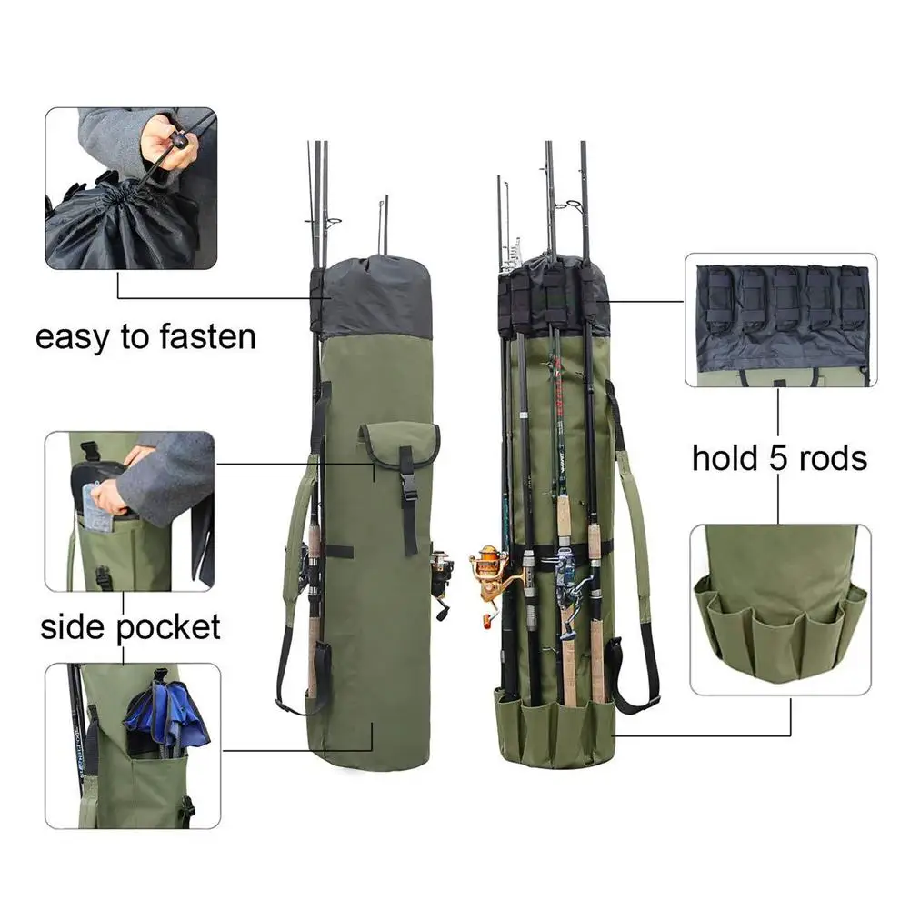 Bolsa de almacenamiento para caña de pescar, organizador portátil de gran capacidad para exteriores, bolsa de viaje de tela Oxford - imagen 4