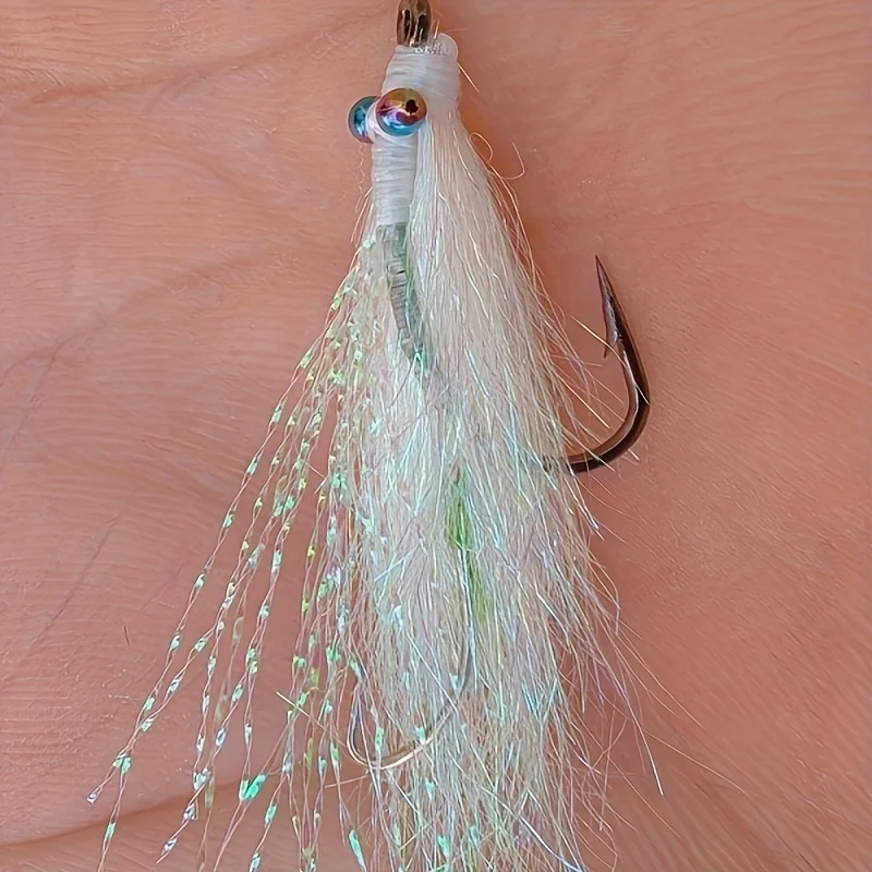 5 uds Charlie gancho doble seda de hielo Charlie Fly Hook Luria cebo falso lanzador de asistencia con boca afilada, punta verde, rojo - imagen 4