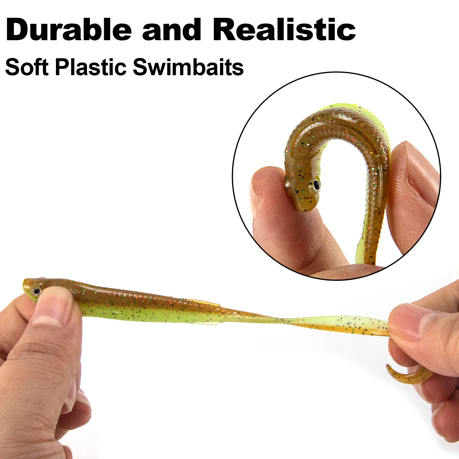 Señuelos de pesca larva, 8 Uds., Swimbaits blandos, gusano, lubina, sábalo, señuelos de pececillo, plástico suave para trucha, Walleye, agua salada, agua dulce - imagen 4