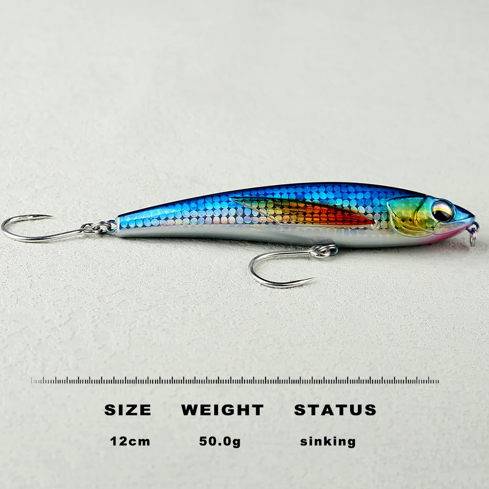 CCLTBA calidad lápiz cebos duros 12cm 50g hundimiento Artificial señuelo de pesca de mar Wobble caminar el perro señuelos de agua salada cebo de arrastre - imagen 2