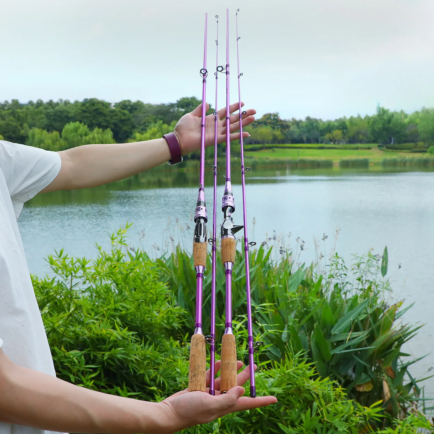 Sougayilang-caña de pescar con señuelo de 2 secciones, caña de pescar con percha de carbono, arrastre máximo de 1,8/2,1 m, caña giratoria de 6-12lb, Pesca de agua dulce - imagen 5