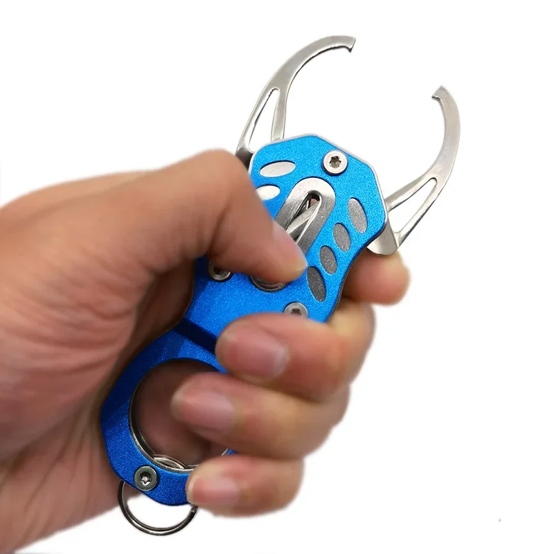 OUTKIT-controlador de agarre de labio de pescado con cuerda antipérdida, equipo de pesca portátil de aluminio para agua salada, herramientas de aparejos - imagen 5