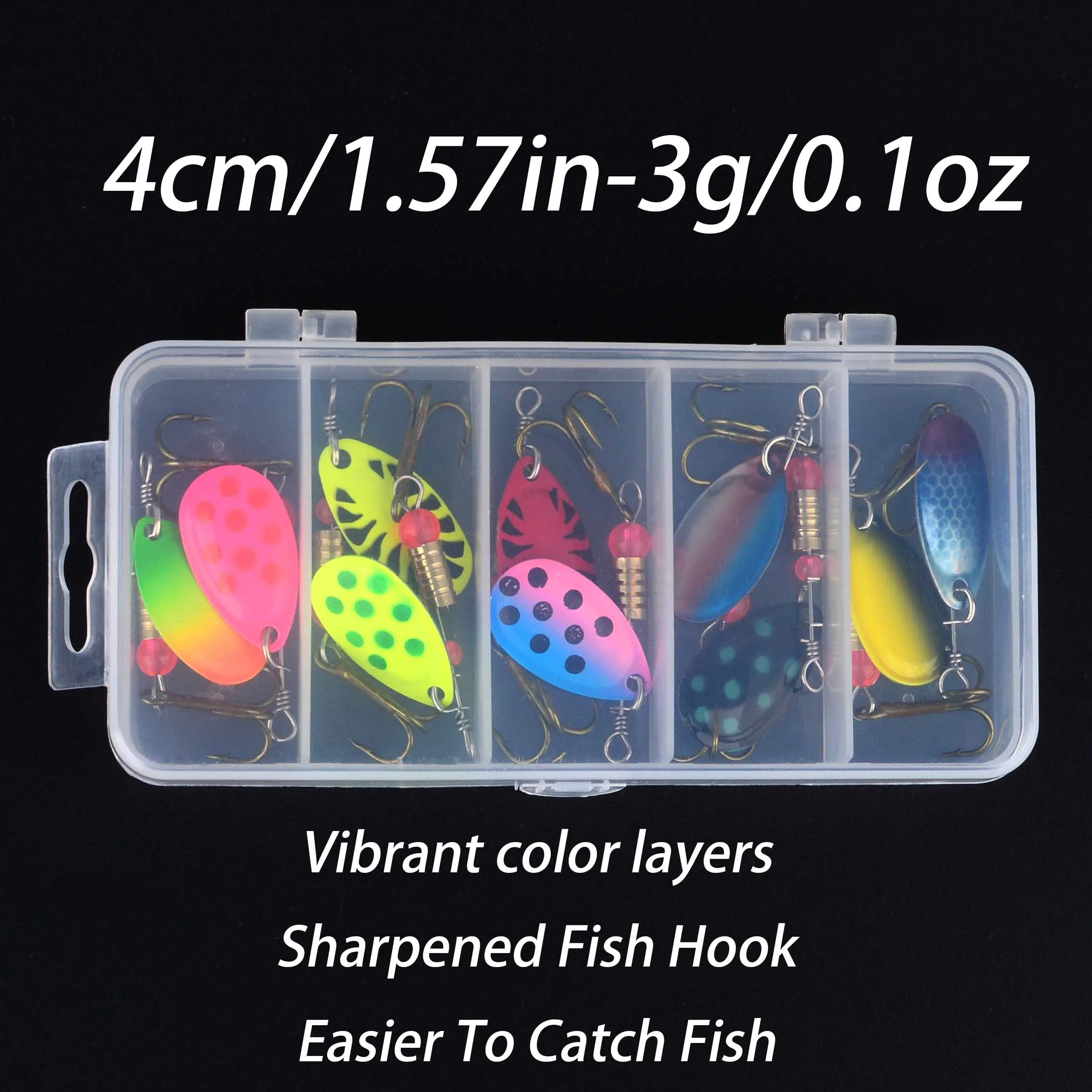 10 unids/caja Spinner Señuelos de Pesca Wobblers CrankBaits Jig Shone Metal lentejuelas trucha cuchara con anzuelos para Pesca de carpa Pesca - imagen 2