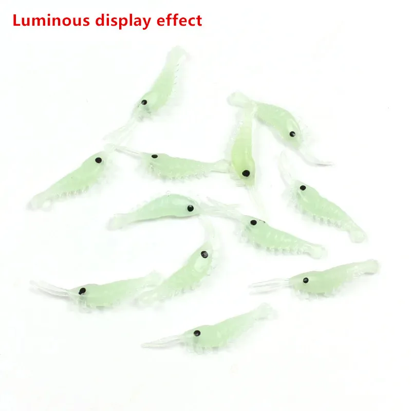 50 Uds. Cebo luminoso para pesca de camarones, señuelo suave, gusanos, camarones brillantes, Señuelos de pesca para lubina, tipo tipo de pez, 3,5 cm, 0,3g, camarones - imagen 4
