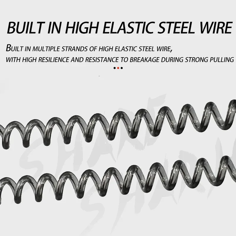 Cordón retráctil de alambre de acero en espiral, cuerda de seguridad resistente para navegación, herramientas de pesca, cordones, accesorios de pesca, 2 uds. - imagen 4