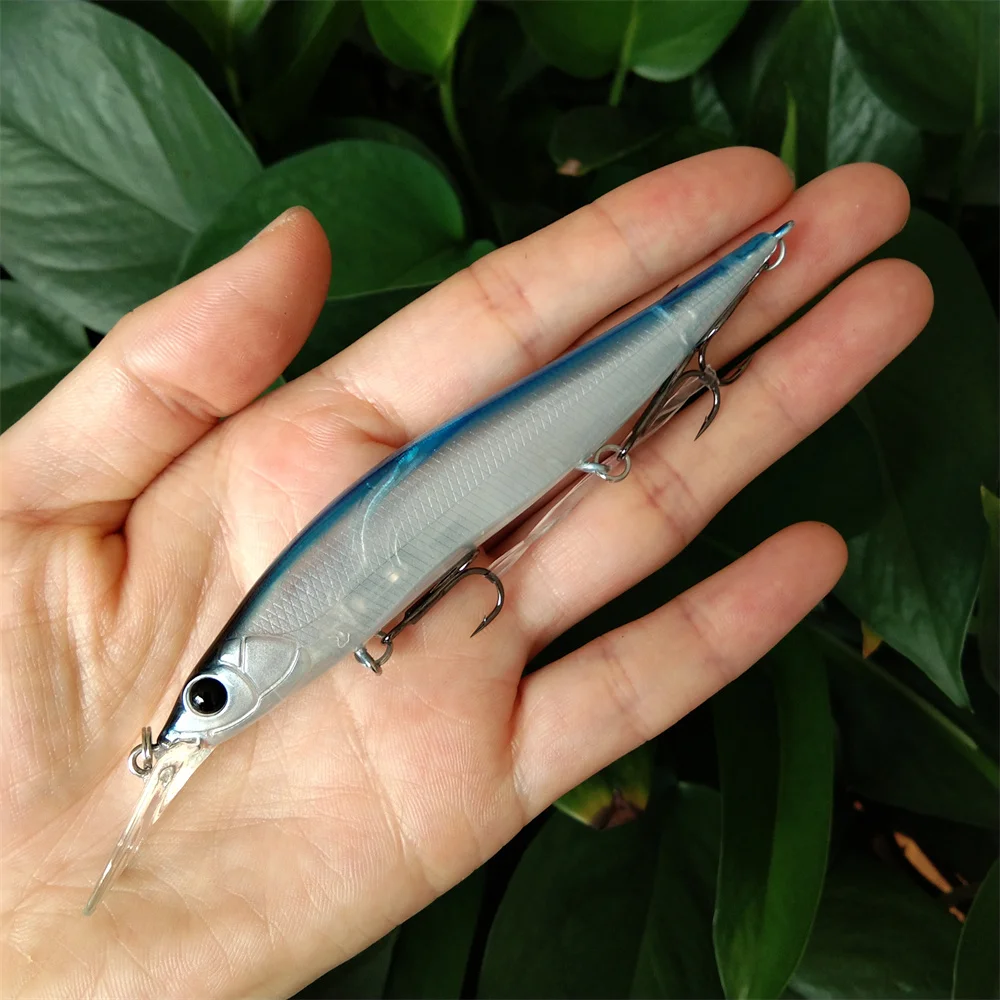 4 Uds 98mm 10g SP sistema de peso de tungsteno fundición larga suspendida señuelo de pesca Minnow 2,2 m AURORA 98SP cebo duro para Lucio - imagen 2