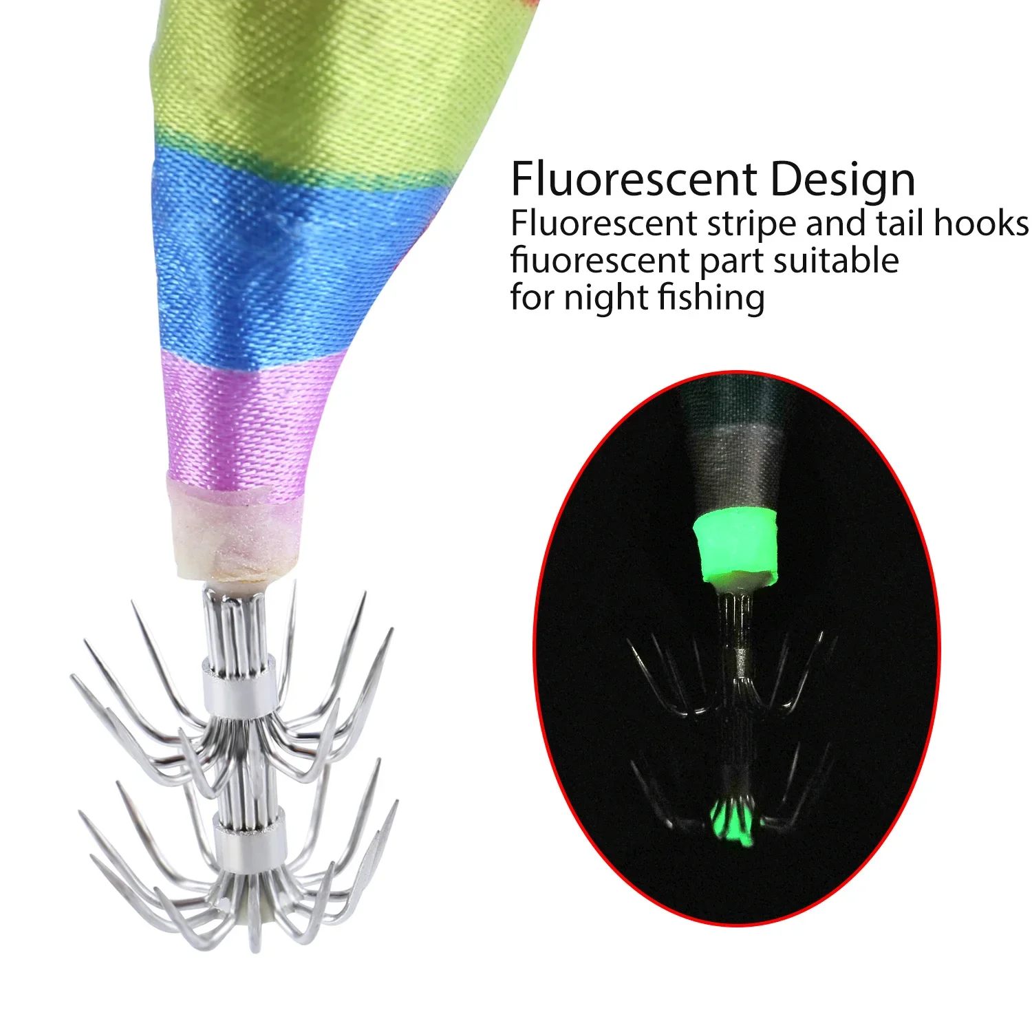 Sougayilang 10 Uds cebo de calamar luminoso simulación Artificial cebo de calamar señuelo de pesca adecuado para pesca en agua salada - imagen 4