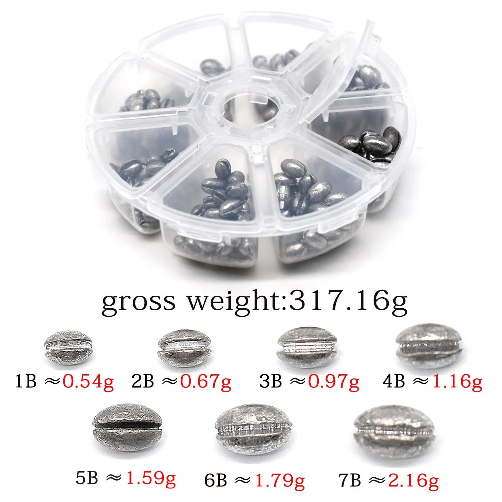 MNFT-plomos de huevo de 246 piezas, pesas de pesca, tamaño surtido, Plomo en forma ovalada - imagen 4