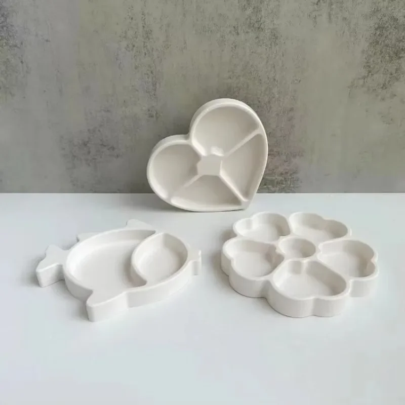 Lindo búho forma de corazón yeso hormigón molde de silicona DIY resina epoxi bandeja de almacenamiento de joyería placa de exhibición forma de trébol de pescado
