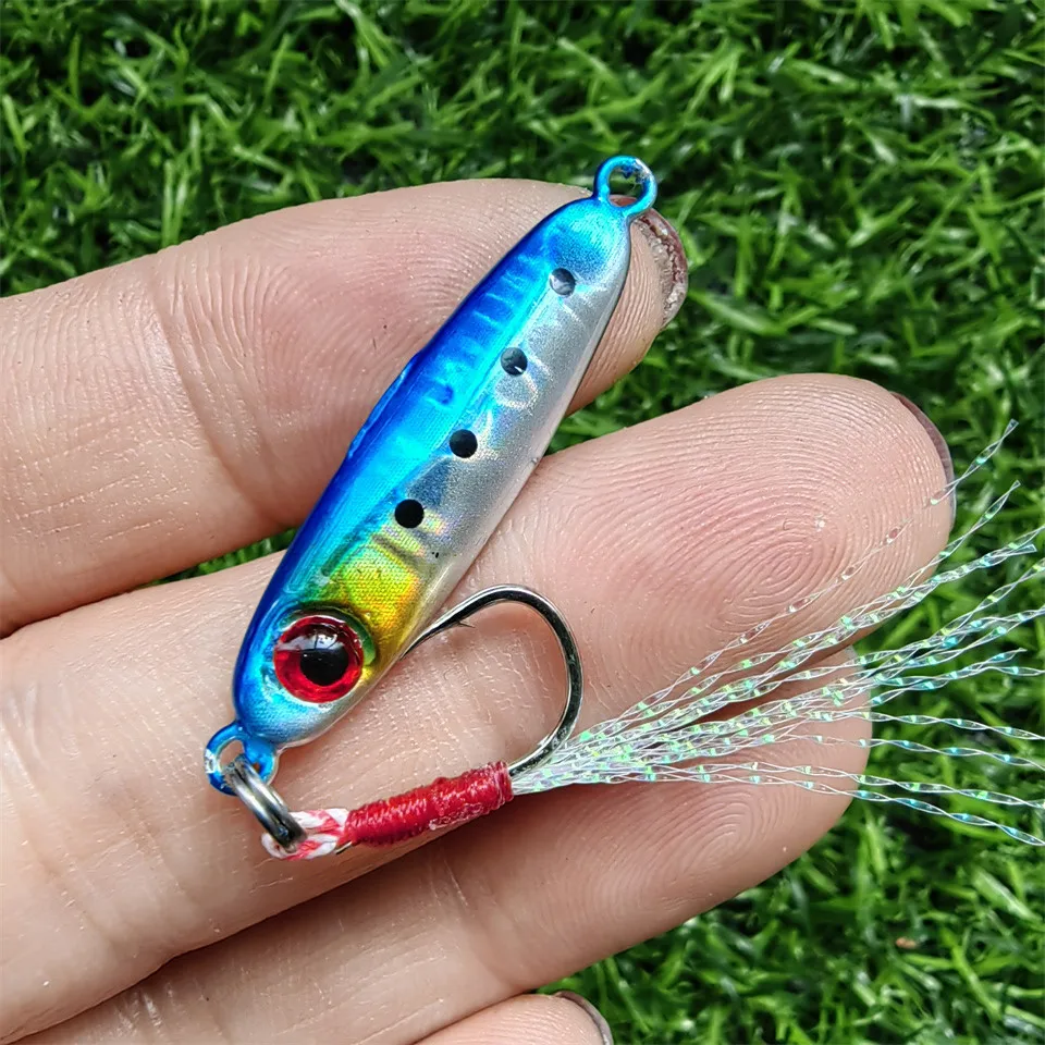 SWOLFY-señuelo de pesca de Microjigging, minicebo Artificial Isca con un solo gancho, accesorios de pesca, 5,5g/32mm, 1 unidad