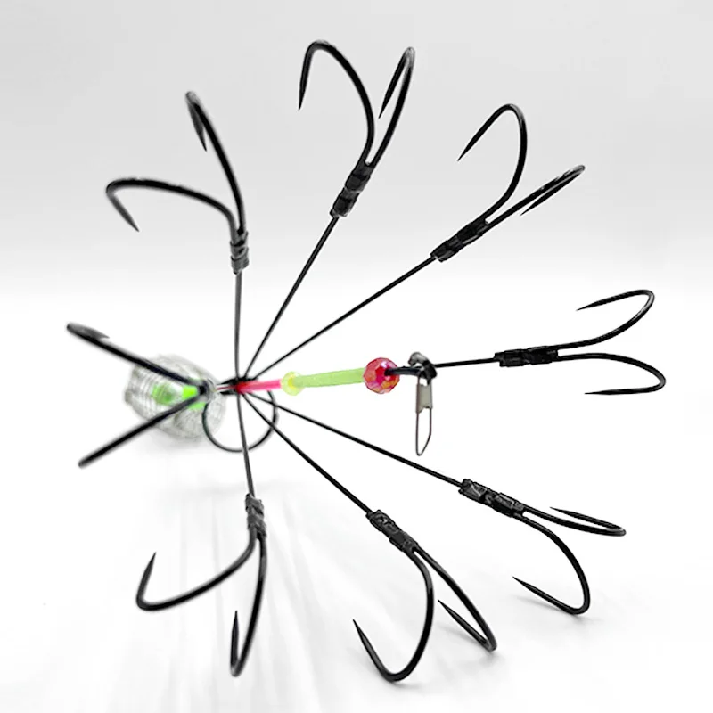 Accesorios de pesca, 8 garras, 16 anzuelos, cebo de calamar, trampa, jaula, señuelo de pesca, jaula, anzuelo de pulpo, trampa, cesta, herramientas de pesca, aparejos - imagen 5