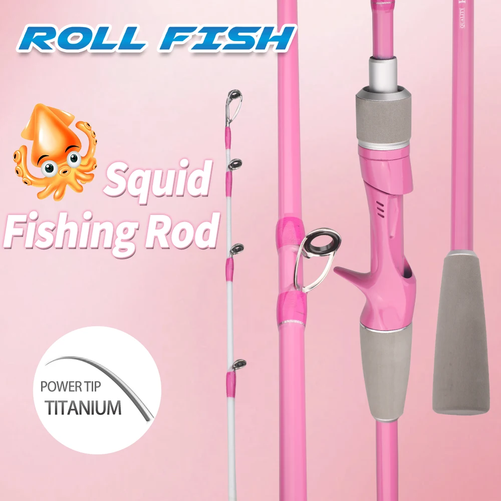 ROLLFISH-caña de pescar con punta de titanio, pulpo, calamar, sepia, 1,75 M, acción rápida, fibra de carbono, barco de agua salada, caña de Jigging de luz lenta