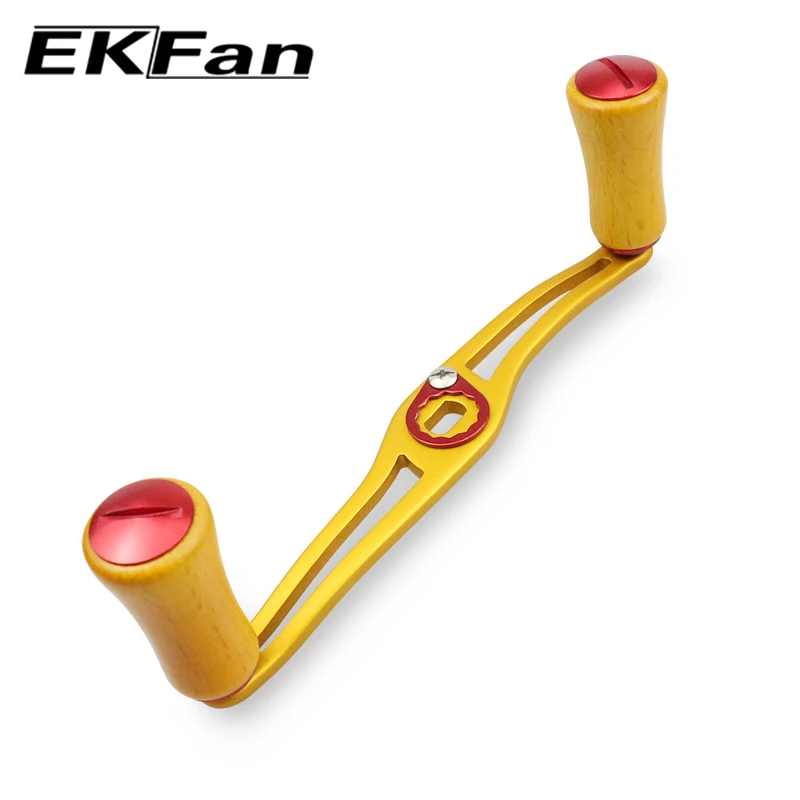 Ekfan-mango de aleación de 130MM + perilla de madera para carrete de pesca Dawa Bastcast, asas de 8x5MM, agujeros DIY - imagen 5