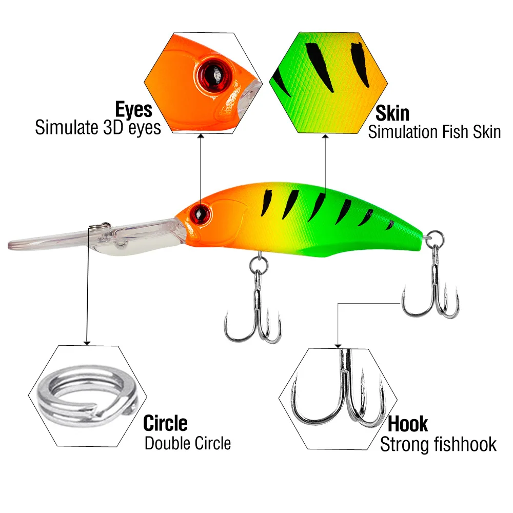 Señuelo de Pesca Crankbait Minnow, 10/12cm, 10/18g, cebo duro flotante para lubina, cebo Artificial Swimbait, aparejos de Pesca de carpa - imagen 2